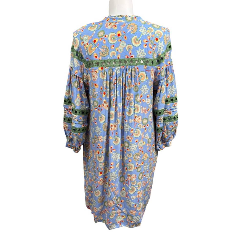 Diane Von Furstenberg Blue Floral Boho Tunic Dress XL - Picture 7 of 10